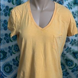 Womens Yellow Soft & Comfy V Neck TShirt w/ Pocket